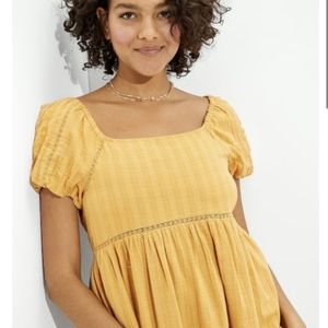 NWT AE Babydoll Dress Puff Sleeve Empire Waist Milkmaid Peasant Cottagecore  XS